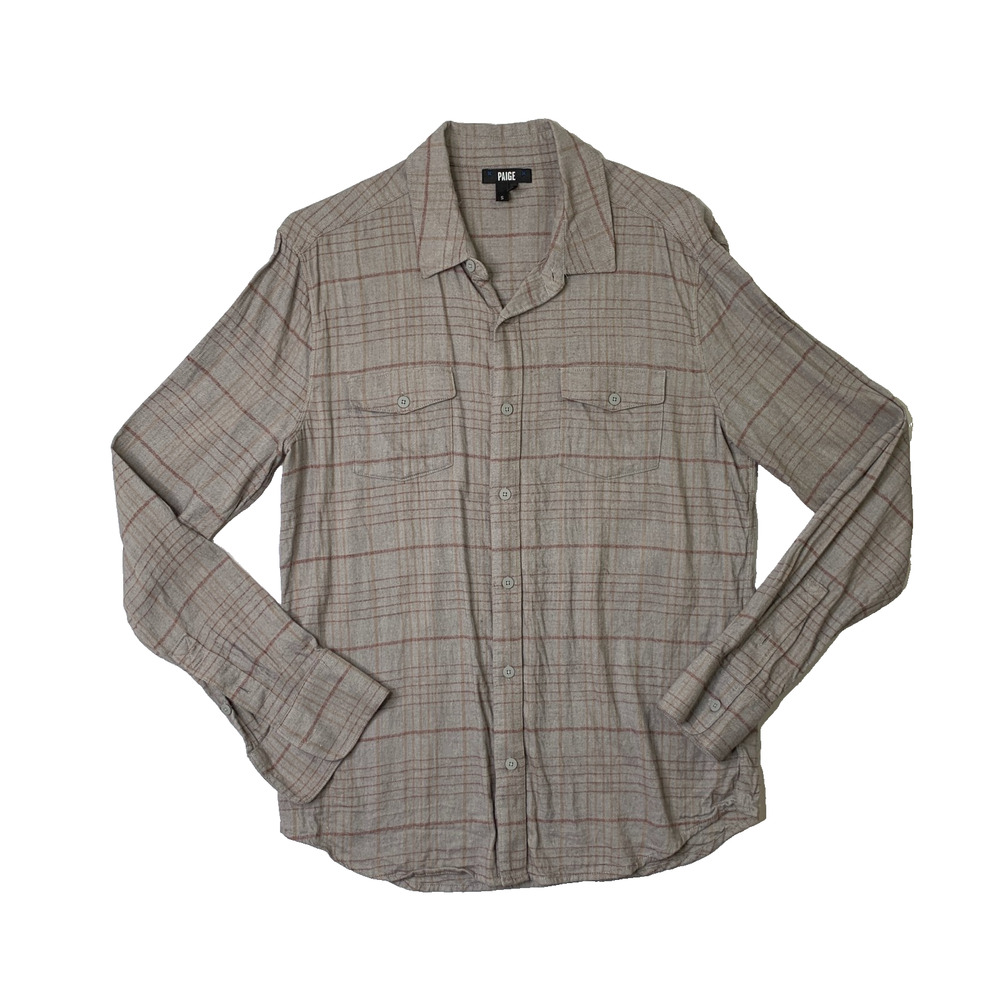Paige Shirt Mens S Small Everett Plaid Lightweight Breathable Cotton Rayon Blend